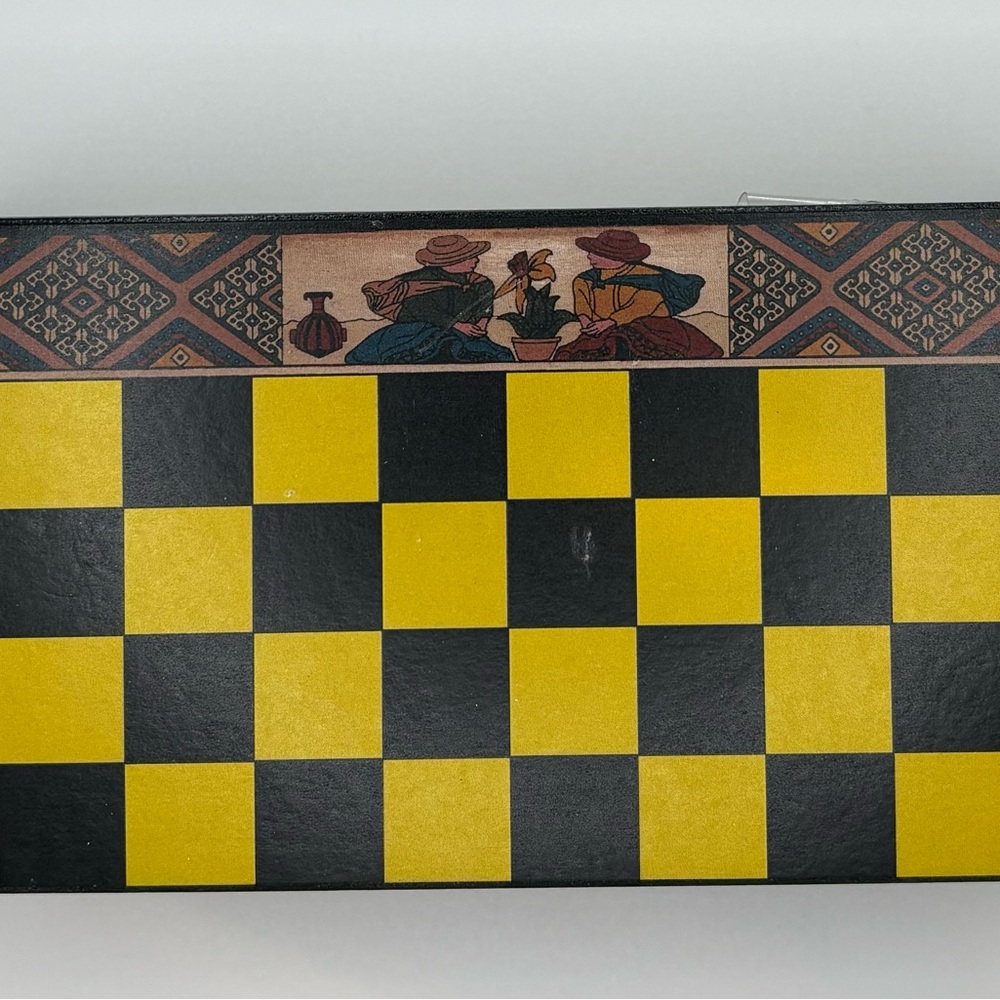 Vintage Yellow and Black Checkered Board Game